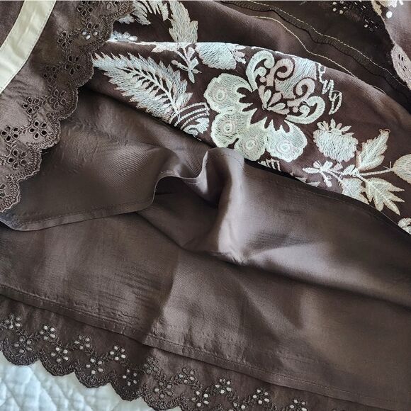 LOFT embroidery eyelet scallop hem side zip cottagecore prairie lined midi skirt - Picture 13 of 14